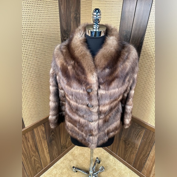 VINTAGE BERGDORF GOODMAN RUSSIAN SABLE FUR COAT CROP JACKET BOLERO SMALL 4 - 6 - Picture 2 of 12